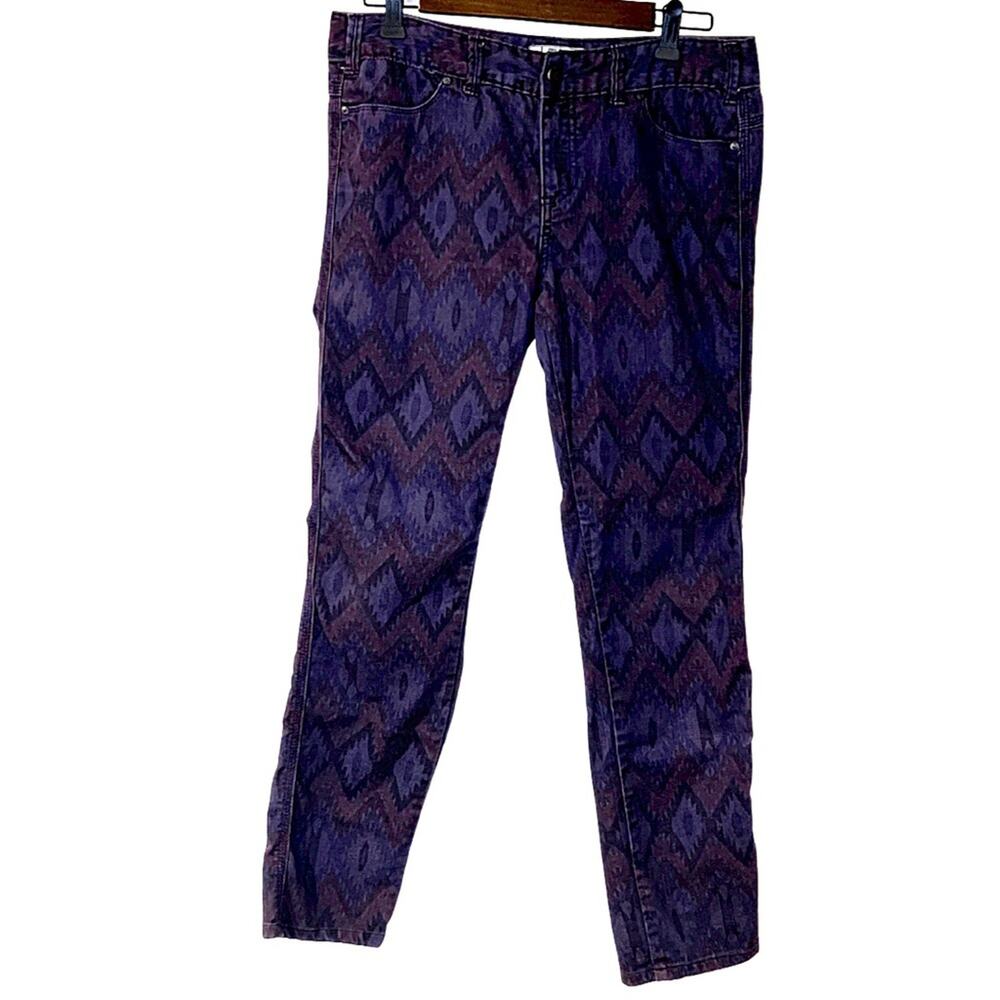 Free People Women's Purple Aztec Skinny Jeans Size 30